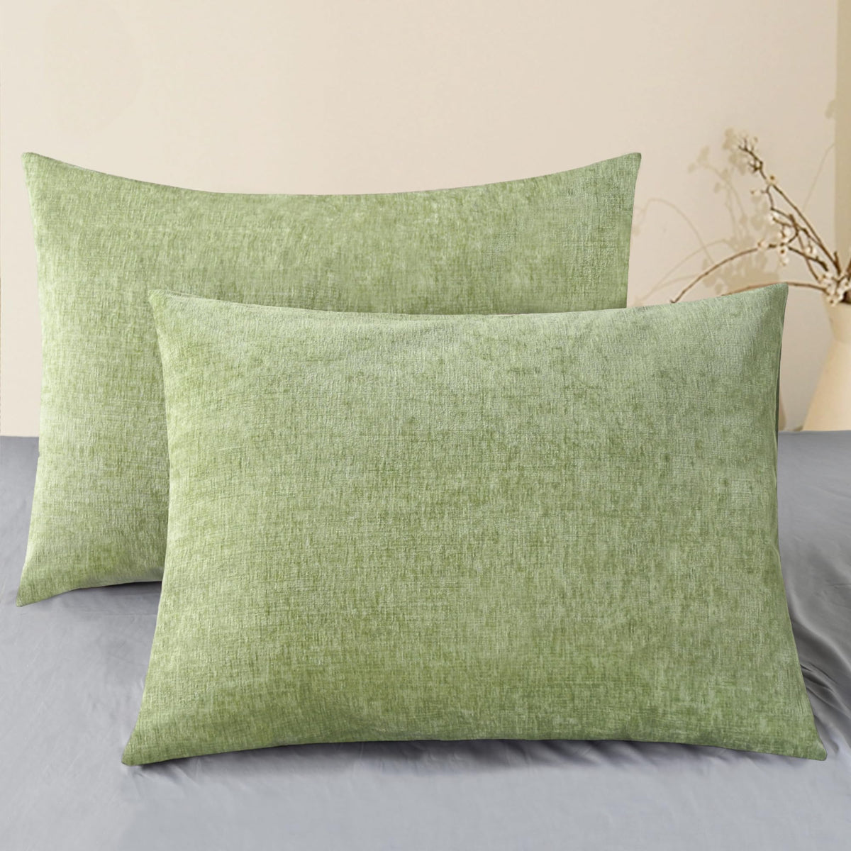 CaliTime Decorative Standard Throw Pillow Covers 26 X 20 Inches True White