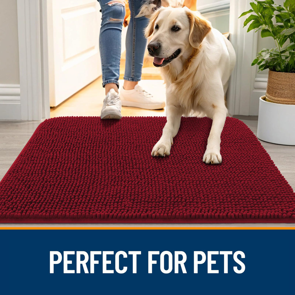 OLANLY Dog Door Mat for Muddy Paws 59x32, Super Absorbent Chenille Mud Mat