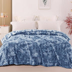 Exclusivo Mezcla Fleece King Blanket for Bed, Extra Large Fuzzy Tie-dye Stone Blue Bed Blankets, Soft Cozy Plush Sofa Throws for All Seasons, 90x104 Inches
