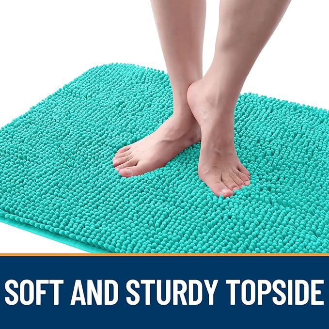 OLANLY Dog Door Mat for Muddy Paws 45x27, Absorbs Moisture and Dirt, Absorbent Non-Slip Washable Doormat, Quick Dry Chenille Mud Mat for Dogs, Entry Indoor Entryway Carpet for Inside Floor, Teal
