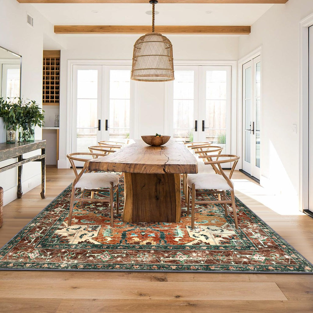 Yamaziot 9x12 Large Area Rug, Non-Slip Washable Boho Living Room Rug