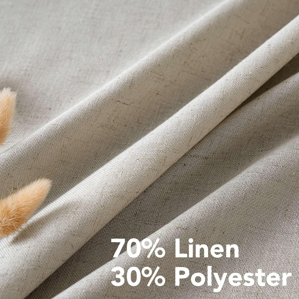 H.VERSAILTEX Living Room Linen Curtains - Nickel Grommet, Semi-Sheer, Energy Saving, Light Filtering Panels for Bedroom, Oatmeal, 2 Panels, 52 x 72 Inch