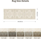 2x6 Hallway Washable Runner Rug - Soft Non Slip Vintage Rugs for Entryway Low-Pile Farmhouse Neutral Kitchen Runners Living Room Floor Mat Stain Resistant Distressed Carpet for Bedroom Bathroom Beige