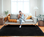 ONASAR Black Area Rugs for Bedroom Living Room, Fluffy Fuzzy Shaggy 4x6 Bedside Rug, Soft Plush Modern Indoor Floor Carpet for Nursery Kids Girls Boys Teen Dorm Home Office Decor Aesthetic