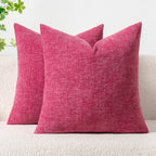 MIULEE Soft Chenille Throw Pillow Covers Hot Pink 18x18 Inch Pack of 2