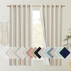 NICETOWN Natural 100% Blackout Short Curtains 63 inches Lenghth Burg for Kitchen, 2 Panels, Burlap Linen Drapes with Thermal Insulated White Liner, Keeping Out Cold Air and Heat Panels