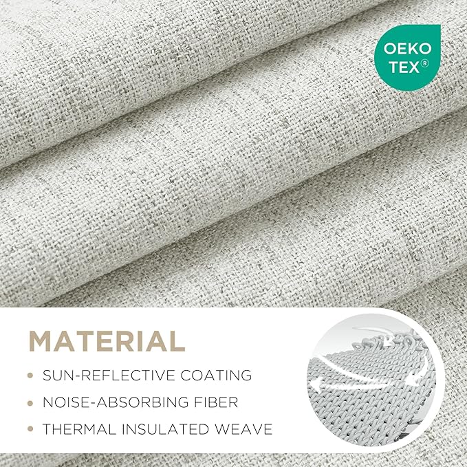 Joydeco Blackout Curtains for Bedroom - 100% Light Blocking 2 Panels Set White Drapes 66" W x 90" L, Thermal Insulated Room Darkening Curtains, Linen Textured for Living Room, Rod Pocket & Back Tabs