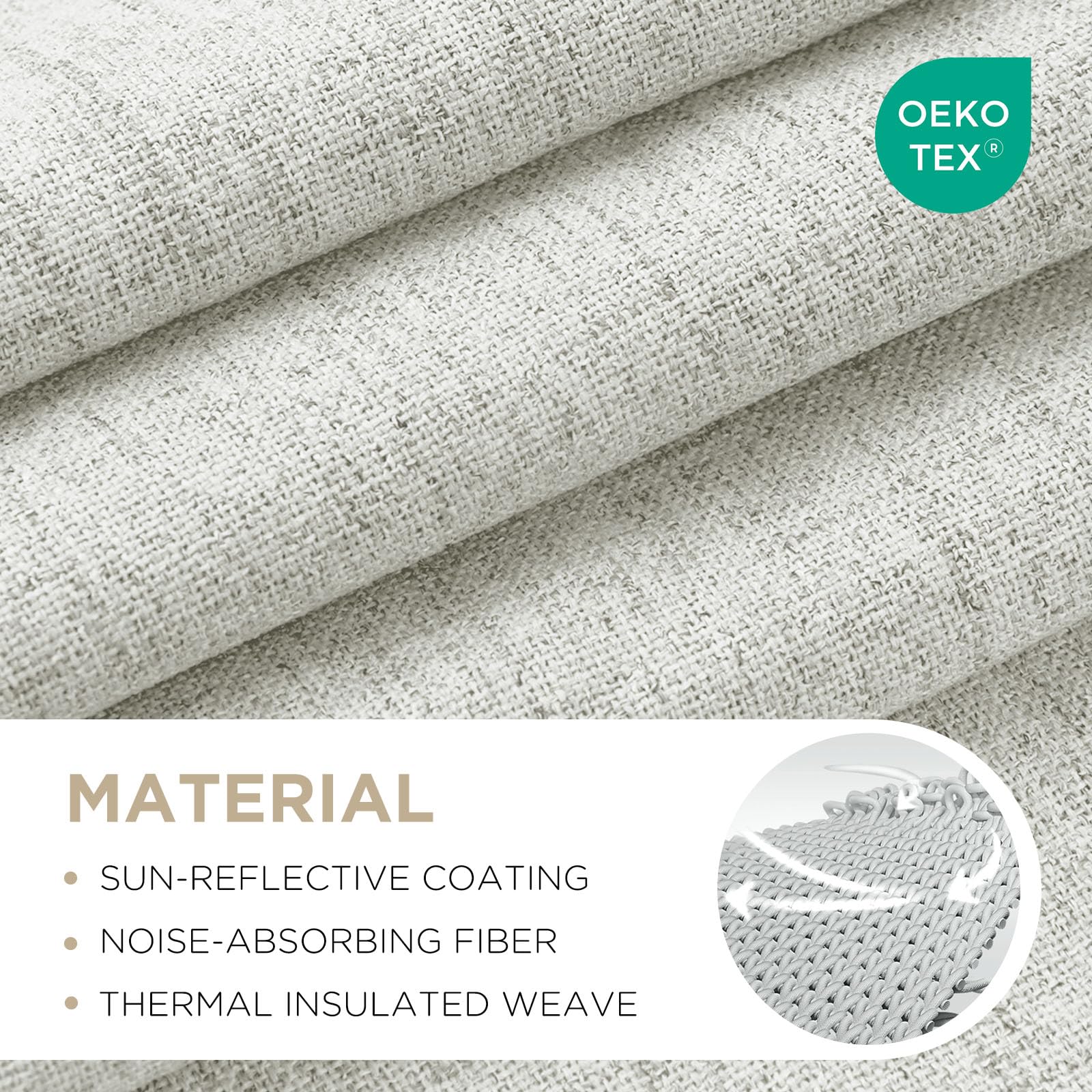 Joydeco Linen Blackout Curtains for Bedroom - 100% Light Blocking 1 Panels, White Drapes 100" W x 84" L, Thermal Insulated Room Darkening Curtains for Living Room, Rod Pocket & Back Tabs