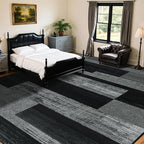 LIANLAM 9x12 Washable Area Rugs for Living Room and Bedroom, Vintage Checkered Pattern Non-Slip Carpet, Stain Resistant Low Pile Soft Rug for Dining Room,Office,Nursery,Kids Room(9x12,Gray)