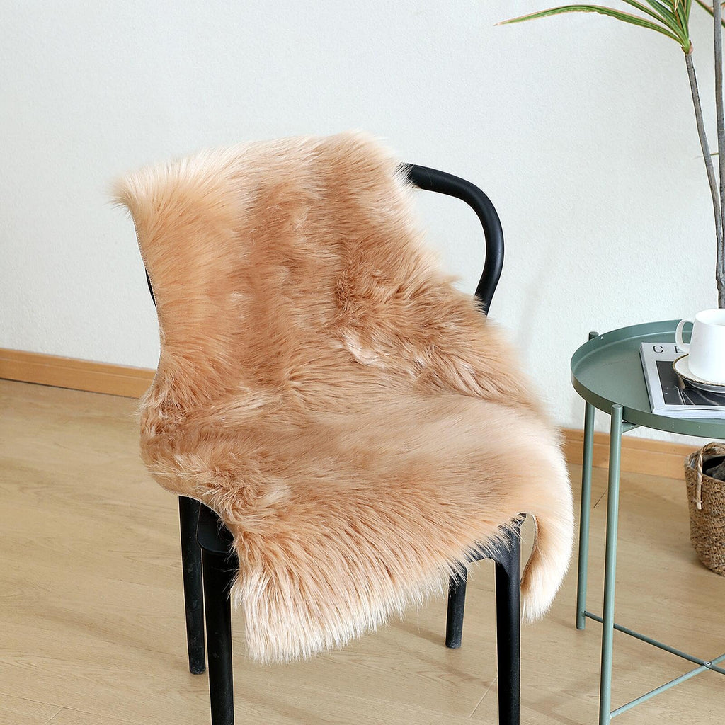 linmopm Faux Fur Sheepskin Rug, Beige, 2x3 ft