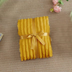 BEDELITE Fleece Throw Blanket for Couch - 300GSM Soft & Warm Fluffy Mustard Yellow Blanket, Decorative and Giftable Striped Blankets for Women, Men, 50"x60"