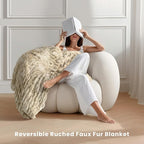 Ultra Soft Cozy Faux Fur Throw Blanket, Fuzzy Plush Thick Bubble Blanket, Oversize Luxury Fluffy Blanket for Couch, Sofa, Bedroom, and Living Room,50x60 Inches,Double Sided Tie-Dye Camel