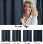 H.VERSAILTEX Linen Blackout Curtains 84 Inches Long 100% Absolutely Blackout Thermal Insulated Textured Linen Look Curtain Draperies Anti-Rust Grommet, Energy Saving with White Liner, 2 Panels, Navy