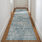 EISUROM 3x8 Washable Runner Rug: Vintage Medallion Kitchen Soft Rugs Blue