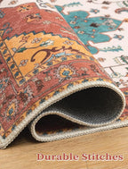 SERISSA Boho Washable Runner Rug, 2x6 Rug Non-Slip Vintage Orange Hallway Kitchen Runner Rug Ultra Soft Print Distressed Floor Carpet for Bedroom Bathroom Laundry Living Room