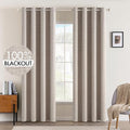 MIULEE 100% Blackout Linen Curtains for Bedroom 52x84 Inches Natural Khaki