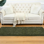 Goideal Fluffy Runner Rug for Bedroom Living Room, 2x6 Olive Green Bedside Rugs, Faux Fur Shag Modern Carpet Ultra Soft Girls Boys Room Home Decor, Solid