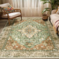 RELEANY Washable Area Rug, 5'x7', Brick/Brown/Green