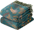 MSGKV Boho Throw Blanket 60"x80" 100% Cotton Bird Quilt for Bed & Couch