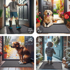 Smiry Front Door Mat Outside Entrance, Natural Rubber Doormat, 47x23 Inch