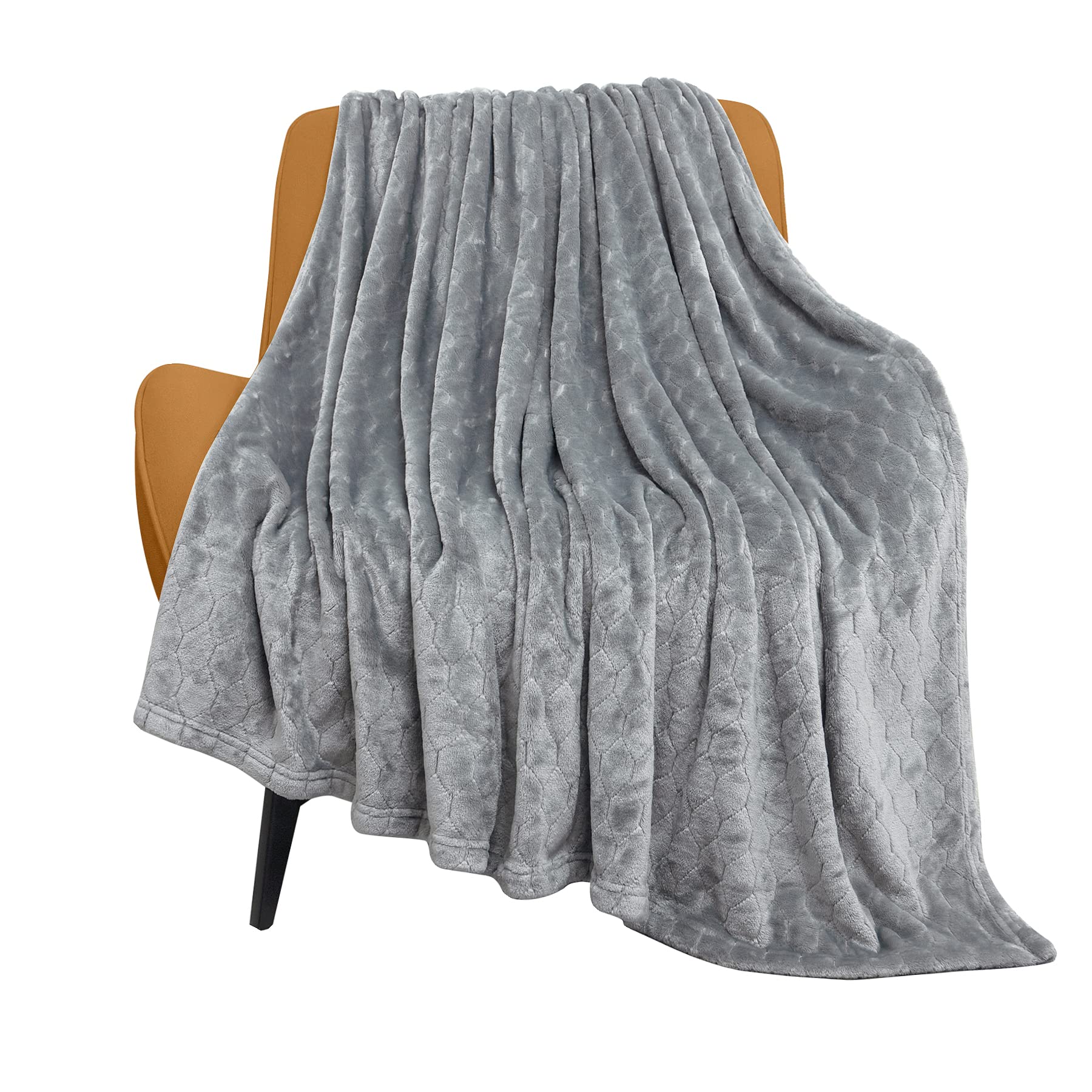 TOONOW Fleece Blanket Super Soft Cozy Throw Blanket 50" x 60", Lightweight Fuzzy Comfy Textured Flannel Blanket Warm Plush Throw Blankets for Couch, Sofa, Bed, Light Grey