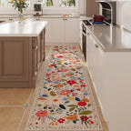 Rugcomf Runners for Hallways Kitchen Runner Rug Non Slip 2'x 10' Long Washable Rugs with Rubber Backing Soft Floral Carpet Runner for Hallways, Kitchen, Laundry, Bedroom, Bathroom(Beige)