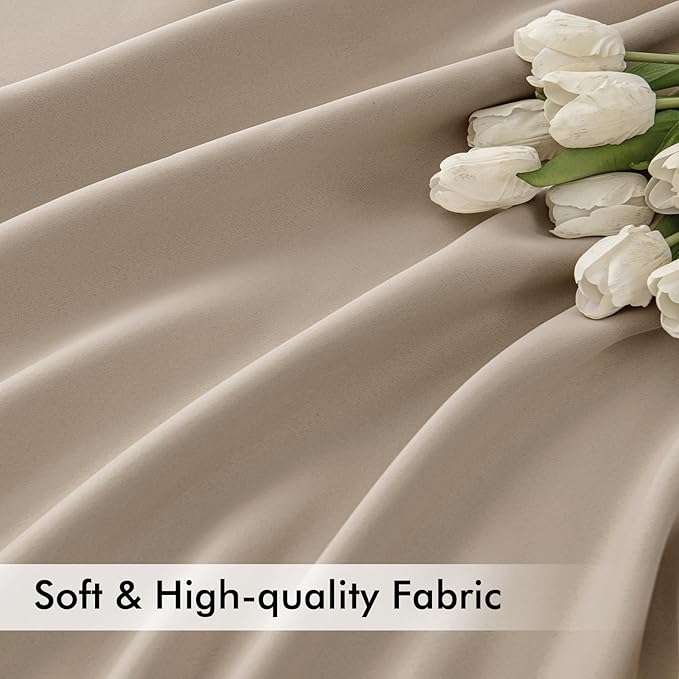 MIULEE Taupe Back Tab Blackout Curtains 52x72 Inches Long 2 Panels Set