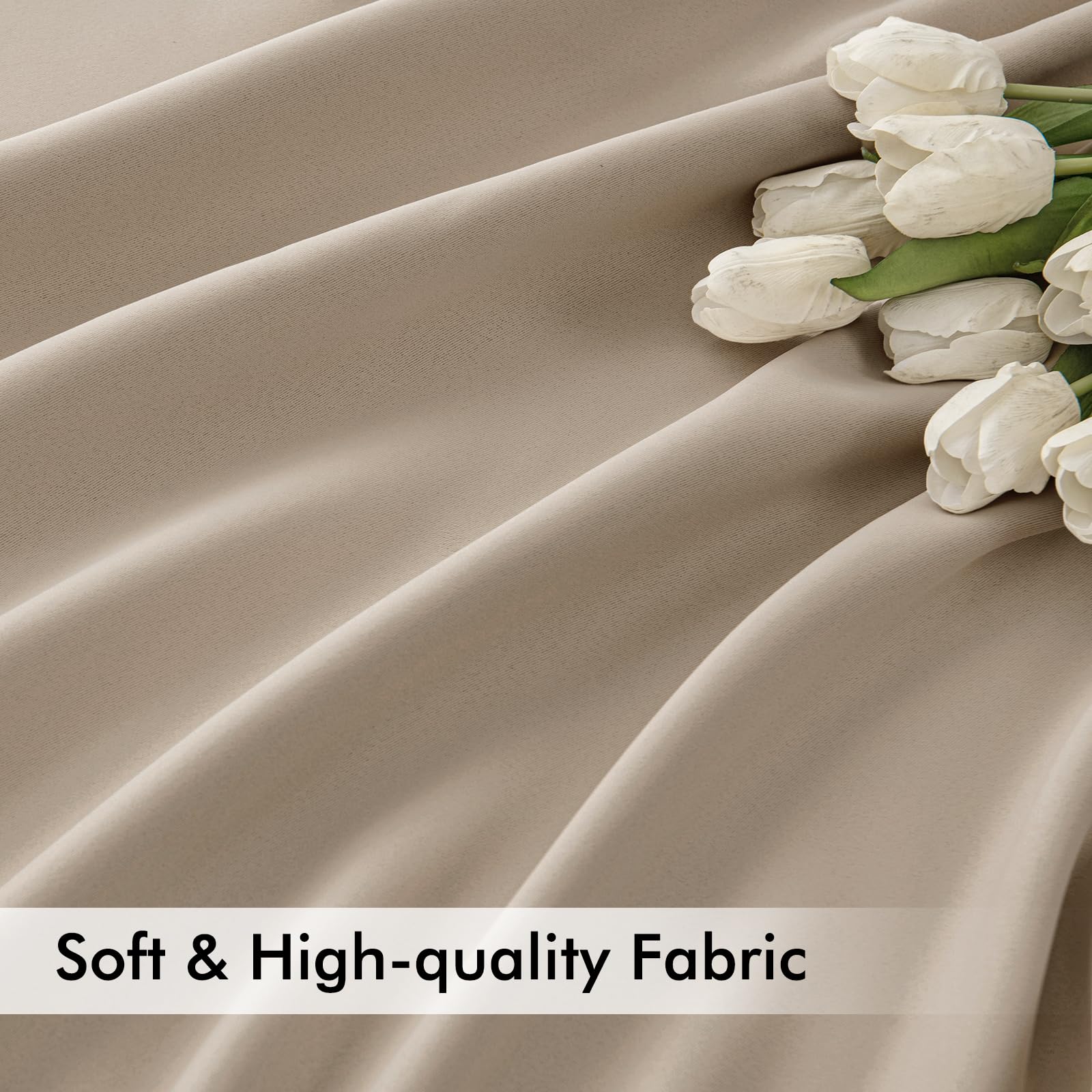 MIULEE Taupe Back Tab Blackout Curtains 52x96 Inch Long 2 Panels Set
