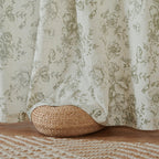 jinchan Green Floral Linen Light Filtering Curtains for Living Room 63 Inches Long