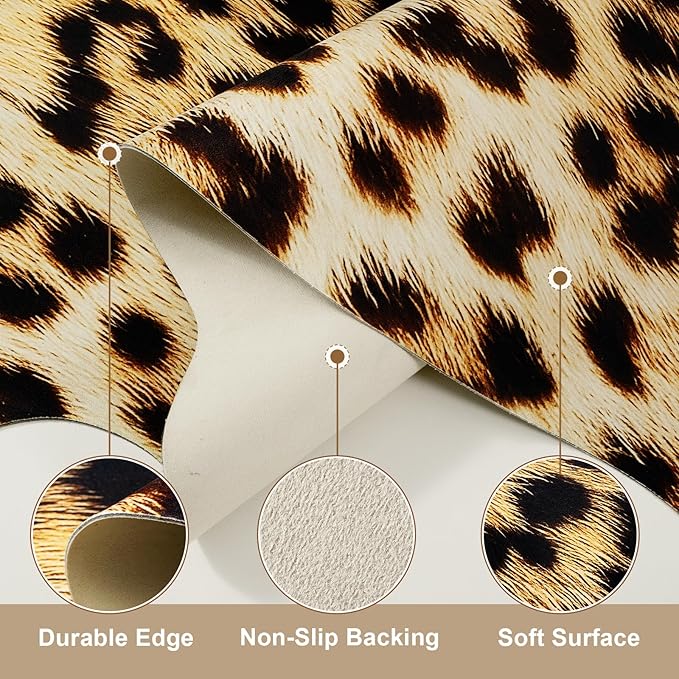 AROGAN Western Faux Leopard Rug, Large Animal Print Cheetah Rug, 7 x 6.2 Ft