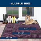 Smiry Front Door Mat Outside Entrance, Heavy Duty Sturdy Natural Rubber Doormat, Trap Dirt and Moisture, Easy Clean Low Profile Mats for Indoor Outdoor Entry, Irregular Triangle (47x32, Purple)