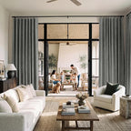 RYB HOME 100% Blackout Curtains Linen Textured 102 Inch Long, Insulating Energy Saving Window Curtains for Bedroom Living Room Dining Patio Sliding Glass Door, W52 x L102 inch, Grey, 2 Panels