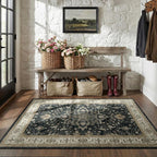 Area Rugs 3'x5' Washable Non-Slip, Floral Vintage Distress Print Pattern Medallion Carpet for Living Room Bedroom Dining Room, Vintage Black Brown Neutral