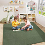 Amearea 5x5 Square Area Rugs for Bedroom Living Room, Sage Green Thickened Memory Foam Rug, Fluffy Indoor Washable Rugs Non Slip Minimalist Carpet for Kids Boys Girls Dorm Nursery Room Decor