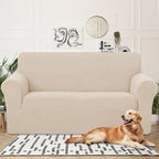 U-NICE HOME Oversized Stretch Loveseat Couch Cover Sofa Covers Washable Sofa Slipcover Furniture Protector for 2 Cushion Couch Sofa Pet Friendly, Beige