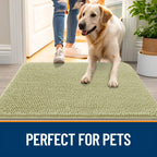 OLANLY Dog Door Mat for Muddy Paws 44x32, Super Absorbent Chenille Mud Mat