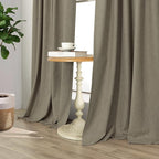 Dark Taupe Neutral Blackout Curtains 96 Inch Long 2 Panel Insulated Sliding Door Curtain UV Heat Blocking Drape for Living Room Bedroom Linen Cloth Canvas Burlap Primitive Decor Back Tab 52x96 Length
