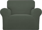 Easy-Going Stretch Chair Sofa Slipcover 1-Piece Couch Sofa Cover Furniture Protector Soft with Elastic Bottom for Kids, Pet. Spandex Jacquard Fabric Small Checks (Chair, Olive Green)