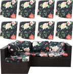 8Pcs Outdoor Cushion Covers, Patio Cushion Covers,Stretch Elastic Slipcovers, Replacement Washable & Reusable Furniture Protector for Patio Couch (Death of Summer-Pattern,Cover Only)