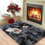 Pionblank Fluffy Small Rug for Bedroom 2x3 Feet, Shag Soft Area Rug, Modern Plush Carpet, Furry Cute Bedside Rug for Kids Girls Boys Room Nursery Decor, Dark Grey