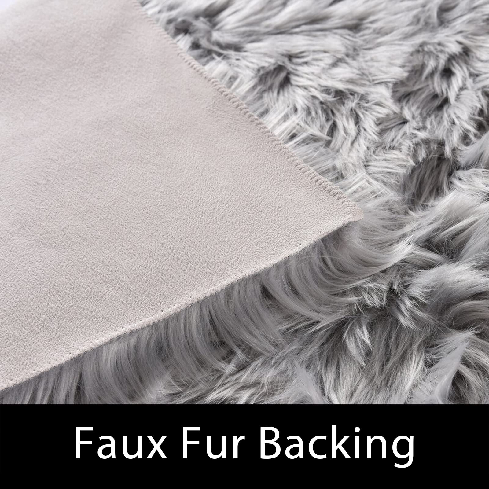 Latepis 12x12 Carpet Grey Faux Fur Rug for Living Room and Bedroom Large Fluffy Rugs Shaggy Fuzzy Rug for Sofa Office Bedroom Home Décor Entertainment Room, Square