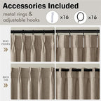 MIULEE Pinch Pleated Thick Linen Curtains 84 Inches Long 2 Panels for Living Room Bedroom, Memory Trained Drapes Pleat Back Tab Light Filtering Grey Beige Window Curtains with Hooks&Rings