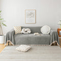 HANDONTIME Couch Slipcovers for Sofas Dark Grey Couch Cover Sofa Cover for Dogs Boho Pet Couch Protector with Tassel Chenille Herringbone Couch Cover for 2 3 Seat Washable Pet Friendly, 71" X134"