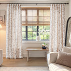 jinchan Floral Linen Curtains for Living Room 84 Inch Length Brown Flower Curtain Rod Pocket Back Tab Farmhouse Curtains with Printed Floral Bedroom Window Curtain Set, 2 Panels Brown