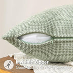 MIULEE Pack of 2 Couch Throw Pillow Covers 18x18 Inch Light Green Modern Boho Accent Decorative Pillow Covers Soft Chenille Farmhouse Cushion Covers for Home Decor Bed Sofa Living Room