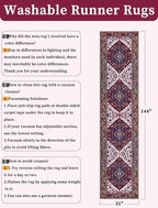 SERISSA Runner Rug for Hallways, 2'6"x12' Washable Non Slip Runner Rug, Extra Long Boho Rug Ultra Soft Vintage Burgundy Navy Print Floor Carpet for Bedroom Hallway Entryway Bathroom Laundry Room