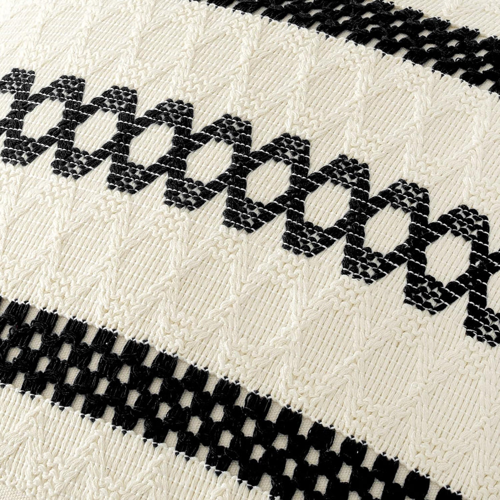 MIULEE Set of 2 Black Boho Decorative Pillow Covers 18x18 Inch