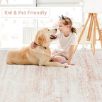 Pink Washable Rugs 6x9 Area Rugs for Living Room,Bedroom,Nursery,Carpet