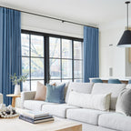 Jolilight Denim Blue Curtains for Living Room Back Tab Modern Farmhouse Semi Sheer Blue Curtains 90 inches Long 2 Panels Set Muted Neutral Window Curtain for Dining Room Bedroom 52x90