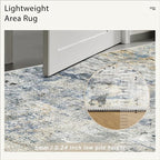 Soalmost 6x9 Abstract Area Rugs for Living Room 6 x 9 Washable Non Slip Low Pile Gray Rugs for Bedroom Dining Room Foldable Thin Blue Yellow